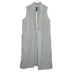 Gershon Bram L Crinkle Striped Duster Sleeveless Vest Kimono Artsy Gray